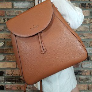 AUTHENTIC NWT Kate Spade Large Leila Backpack Warm Gingerbread BROWN Ginger